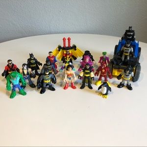 Fisher-Price Imaginext DC Super Friends Lot — 18 Figures & Bat Mobile